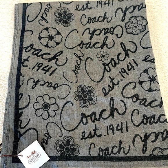NWT Coach Signature Wool Silk Scarf Wrap - Picture 1 of 8